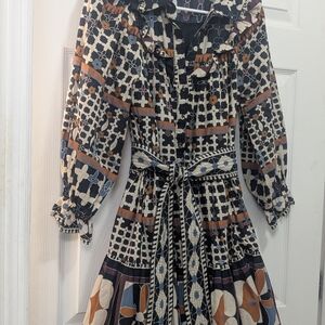 Cleobella Multicolor Geometric Long Sleeve Dress